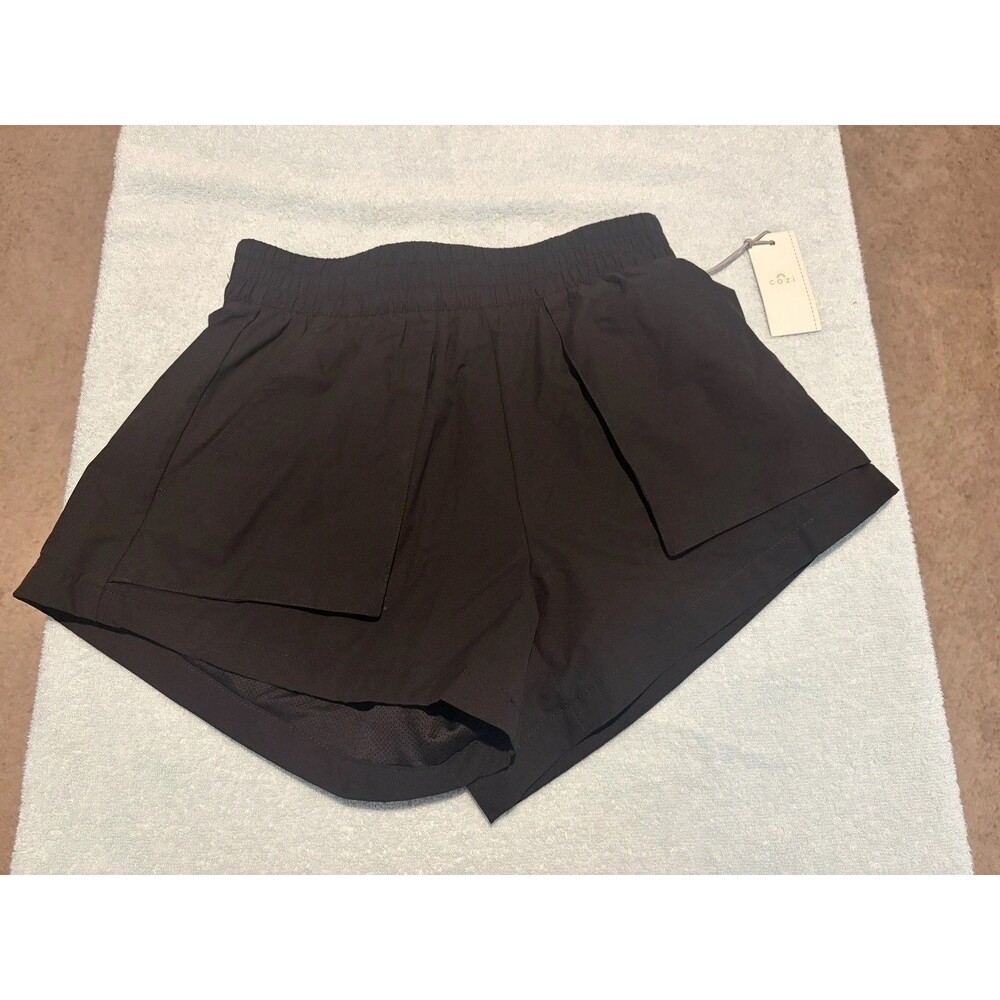 COZI Womens Black Athletic Shorts XS Running Workout Gym Elastic Waist NWT